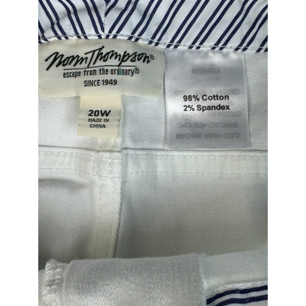 Norm Thompson Women's White Straight Leg Pants Sz 20W New Hidden‎ Elastic Waist - Picture 7 of 9